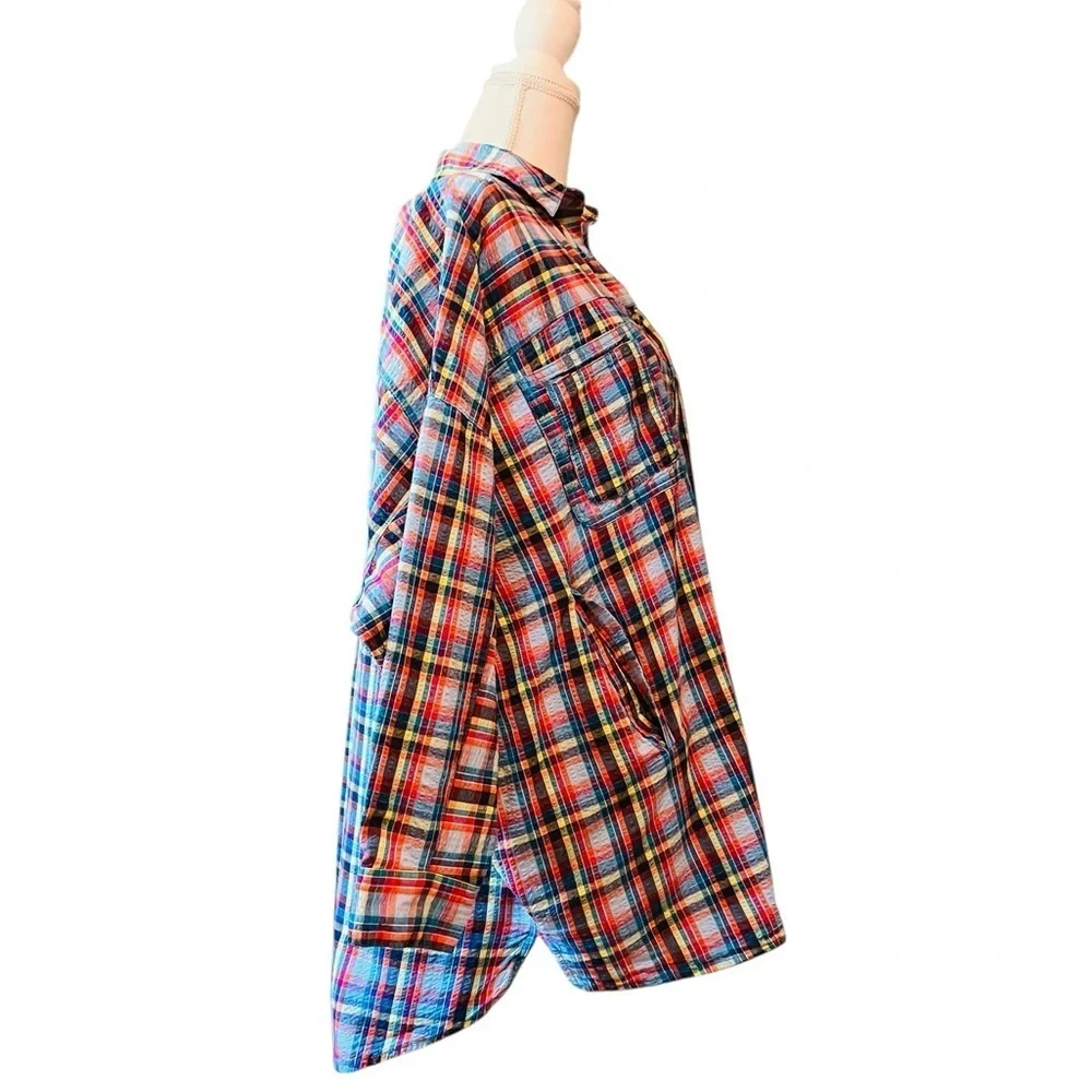 Urban Outfitters Multicolor Plaid Button Down Oversized Shirt Women’s Size XS